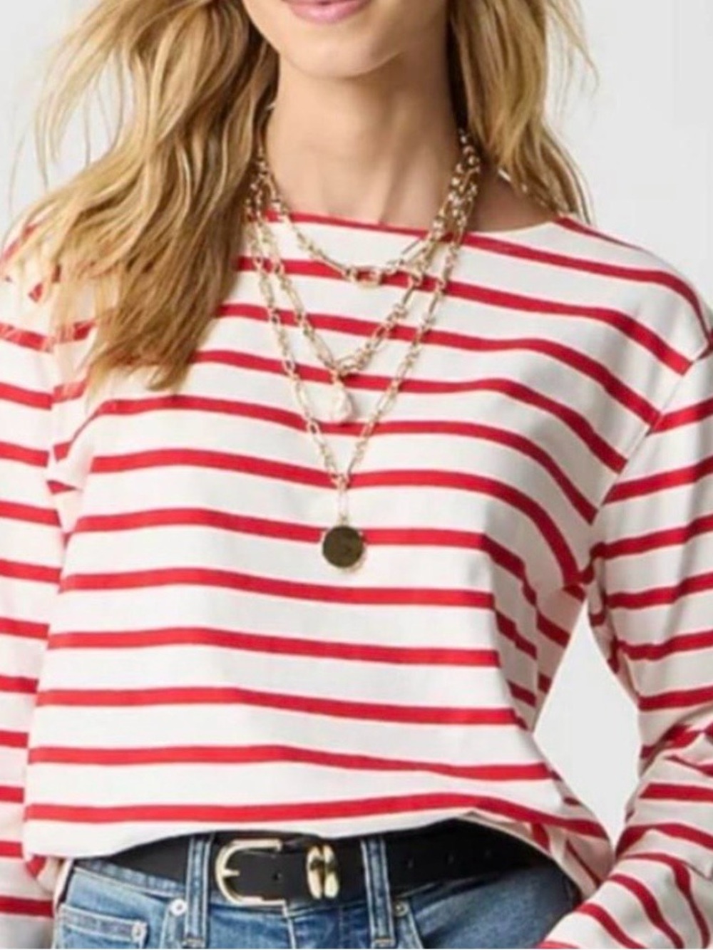 J. Crew Red and White Striped Scoop neck line Mariner Cotton & Puffy Sleeves